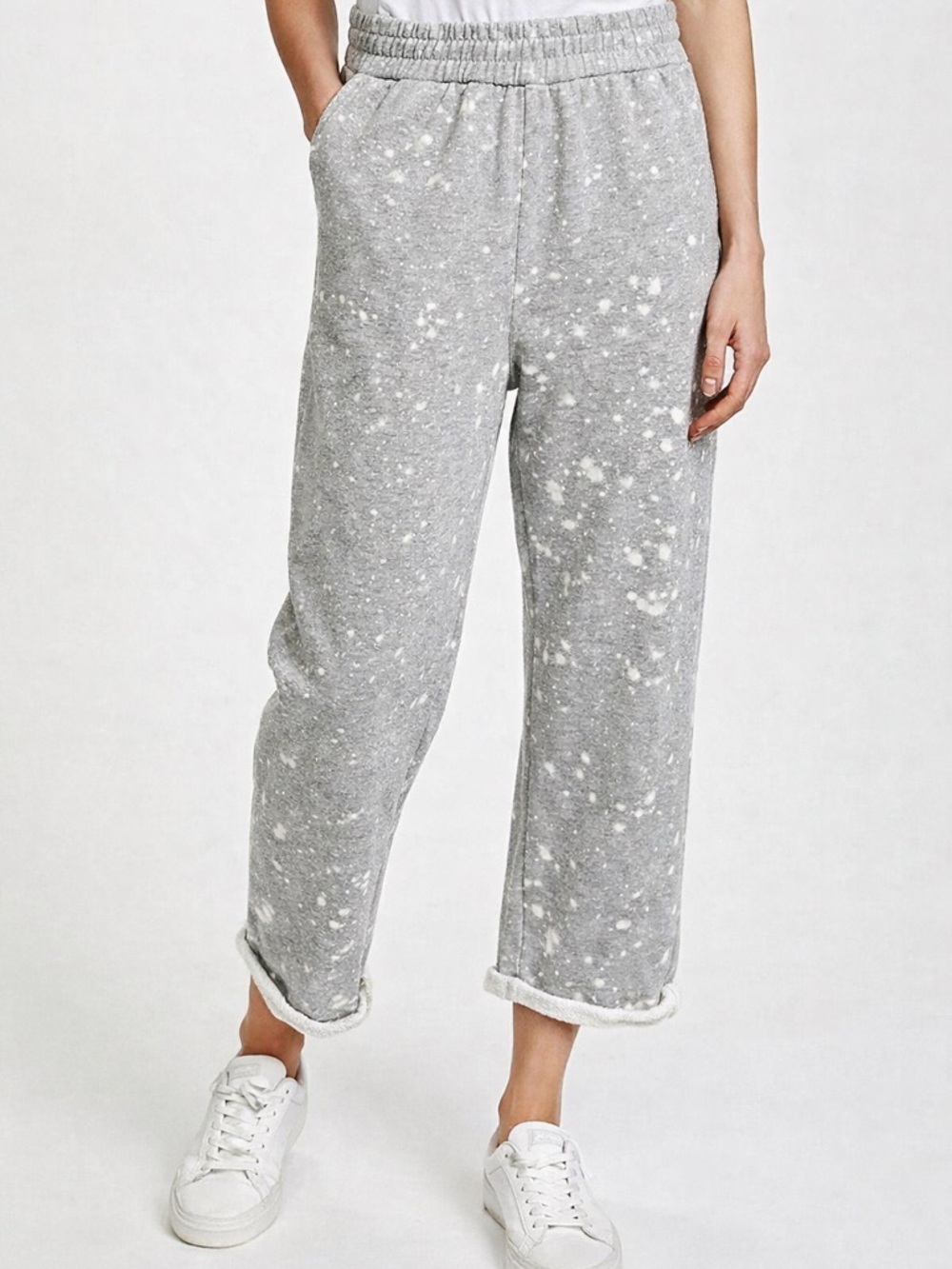 Generation Love Gray Speckled Sweatpants High Waist Lounge cropped Joggers xs